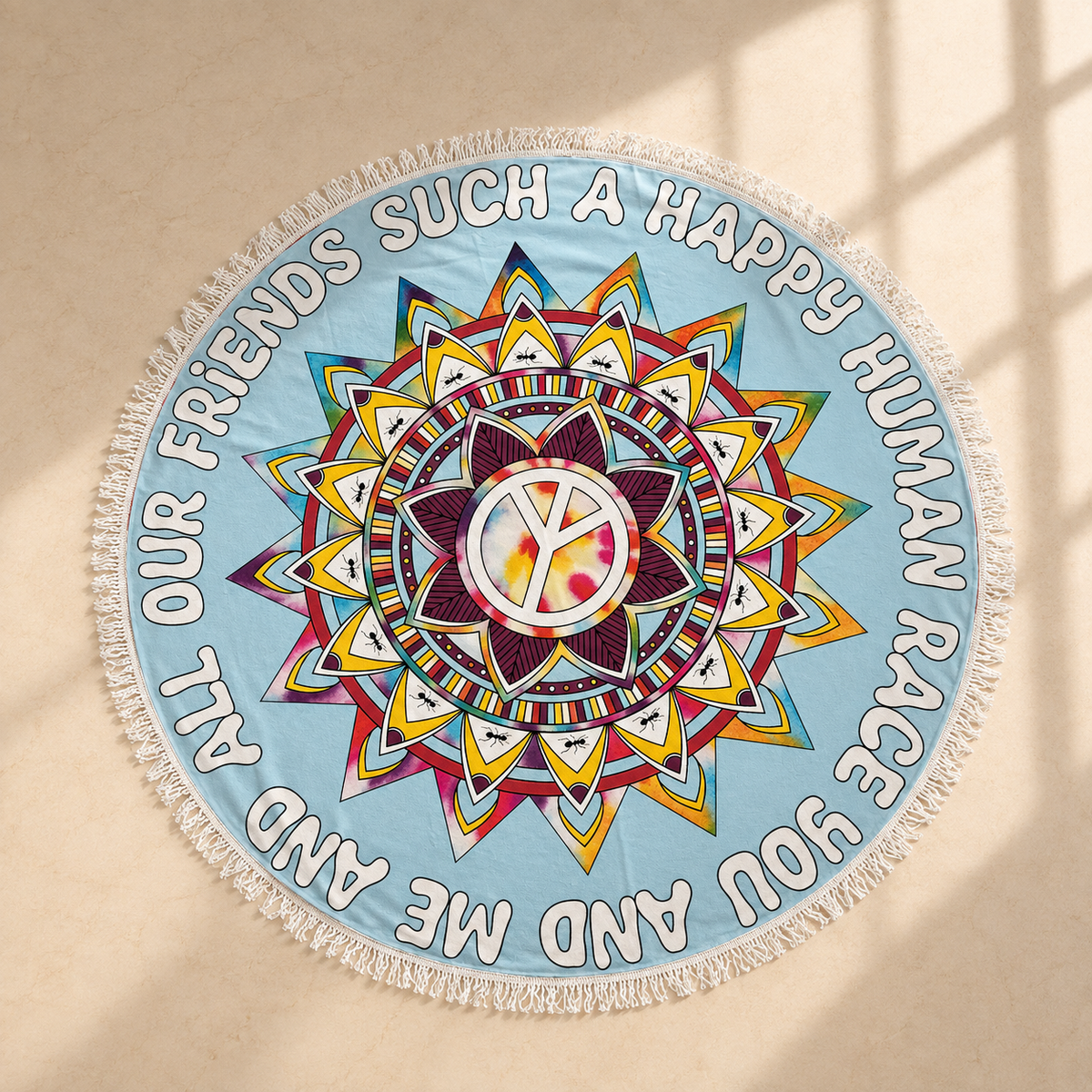 Trippy Hippie Round Beach Towel